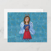 アメリカ愛国天使保持USA国旗星 ポストカード (正面/裏面)