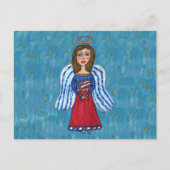 アメリカ愛国天使保持USA国旗星 ポストカード (正面)