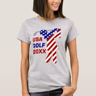 アメリカ愛国女性ゴルフ Tシャツ