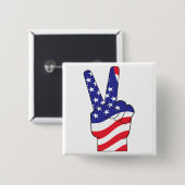 アメリカ愛国平和サイン 缶バッジ (正面&裏面)