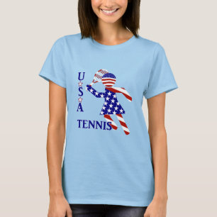 アメリカ愛国心あふれるレディーステニス Tシャツ
