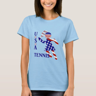 アメリカ愛国心あふれるレディーステニス Tシャツ