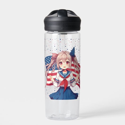 アメリカ愛国心のあるアニメの少女 ウォーターボトル (正面)