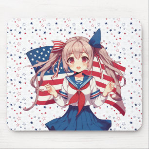 アメリカ愛国心のあるアニメの少女 マウスパッド