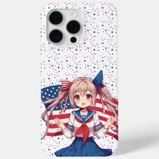 アメリカ愛国心のあるアニメの少女 Case-Mate iPhoneケース (裏面)