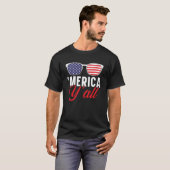 アメリカ愛国心のある7月4日アメリカ国旗3 Tシャツ (正面フル)