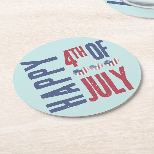 アメリカ愛国心のある7月4日パーティー ラウンドペーパーコースター (アングル)