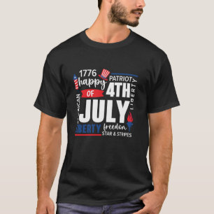 アメリカ愛国心のある7月4日米国国旗 Tシャツ