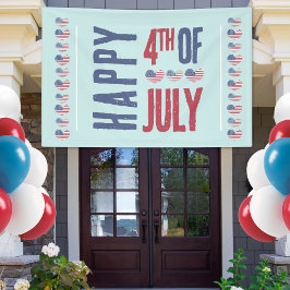 アメリカ愛国心のある7月4日 横断幕