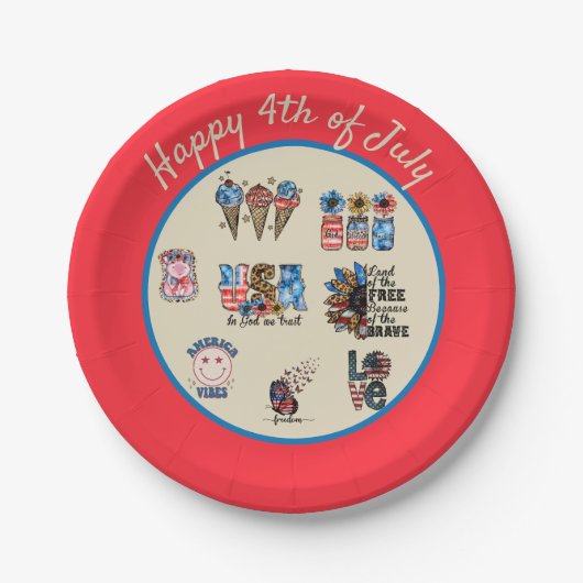 アメリカ愛国心を祝福する ペーパープレート (正面)