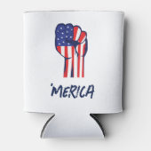 アメリカ愛国心を表現した『MERICA』ロゴと星条旗の拳のデザイン|アメリカ人の誇り 缶クーラー (正面)