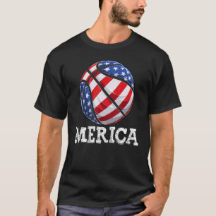 アメリカ愛国心アメリカ国旗のバスケットボール7月4日 Tシャツ