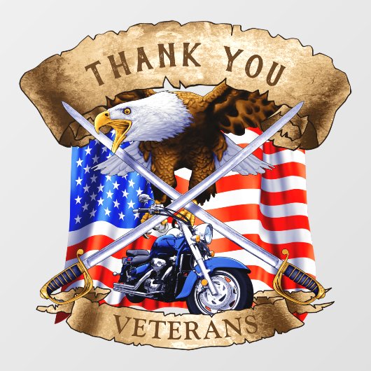 アメリカ愛国心バイクライダー退役軍人に感謝 ウィンドウサイン (シート)