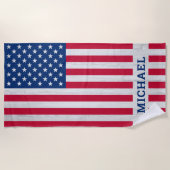 アメリカ愛国心パーソナライズされた旗 ビーチタオル (正面)