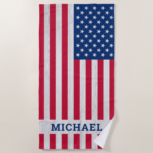 アメリカ愛国心パーソナライズされた旗 ビーチタオル (正面)
