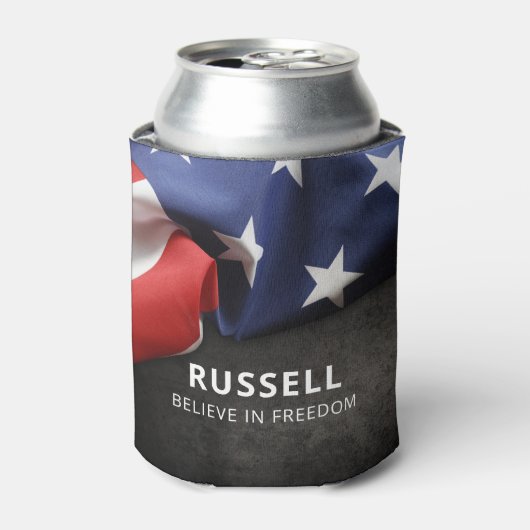 アメリカ愛国心パーソナライズされた旗 缶クーラー (缶正面)