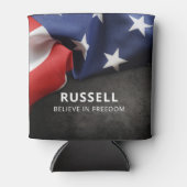 アメリカ愛国心パーソナライズされた旗 缶クーラー (正面)
