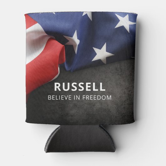 アメリカ愛国心パーソナライズされた旗 缶クーラー (正面)