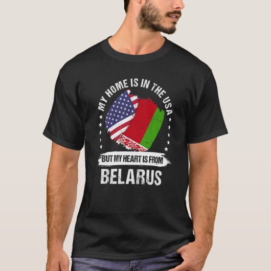 アメリカ愛国心ベラルーシ国旗ベラルーシ系アメリカ Tシャツ (正面)