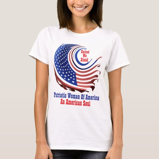 アメリカ愛国心女性透明デザイン Tシャツ (正面)