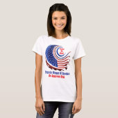 アメリカ愛国心女性透明デザイン Tシャツ (正面フル)