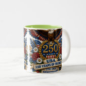 アメリカ愛国心 250周年 7月4日 2Tシャツ ツートーンマグカップ (正面右)