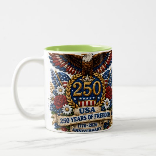 アメリカ愛国心 250周年 7月4日 2Tシャツ ツートーンマグカップ (左)