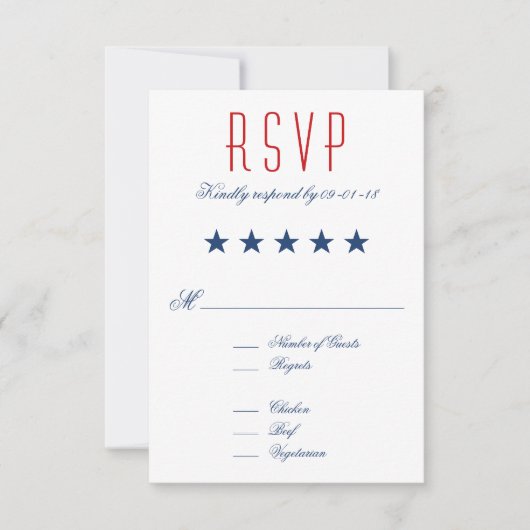 アメリカ愛国旗結婚式RSVP 出欠カード (正面)