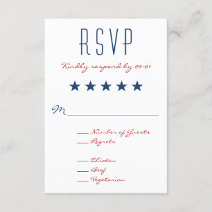 アメリカ愛国旗結婚式RSVP 2 出欠カード