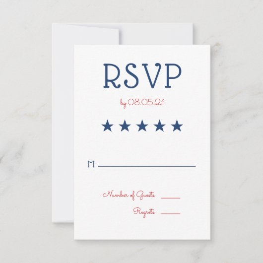 アメリカ愛国旗結婚式RSVP 3 出欠カード (正面)