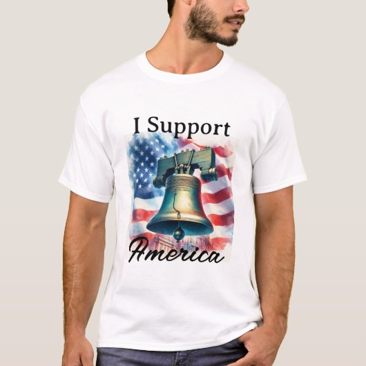 アメリカ愛国旗自由ベルを支持 Tシャツ (正面)