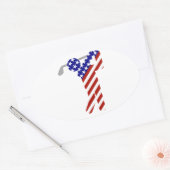 アメリカ愛国男性ゴルフ 楕円形シール (封筒)