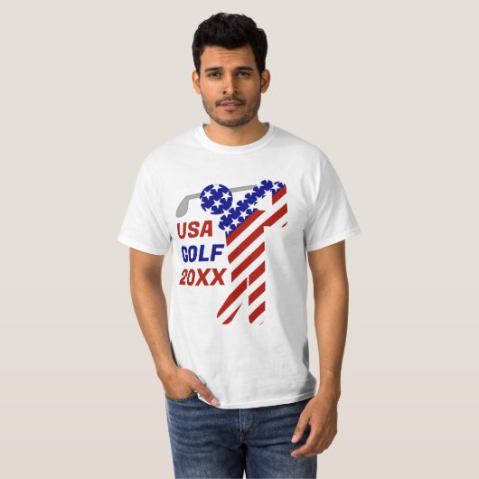 アメリカ愛国男性ゴルフ Tシャツ (正面フル)