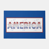アメリカ愛国的きらめくワードアート ドアマット (正面)