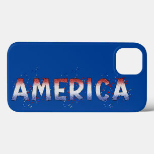 アメリカ愛国的きらめくワードアート iPhone 13ケース