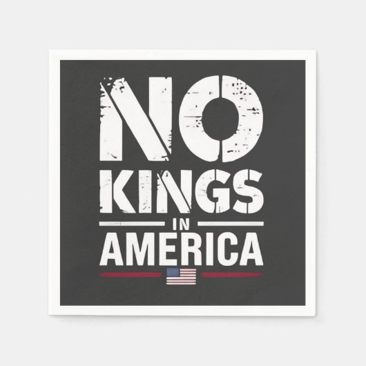 アメリカ愛国的なアメリカ国旗に王はいない スタンダードカクテルナプキン (正面)