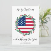 アメリカ愛国的なアメリカ国旗のクリスマスリース シーズンカード (スタンド正面)