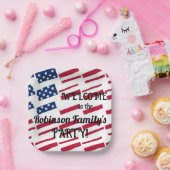 アメリカ愛国的なアメリカ国旗のタイル書道文字 ペーパープレート (パーティー)