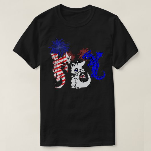 アメリカ愛国的なアメリカ国旗のドラゴン愛好家7月アメリカ4日 Tシャツ (デザイン正面)