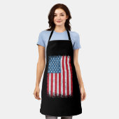 アメリカ愛国的なアメリカ国旗の女男性へ性キッズボーイ エプロン (着用した状態)