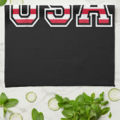 アメリカ愛国的なアメリカ国旗の女男性へ性キッズボーイ キッチンタオル (折り畳み)