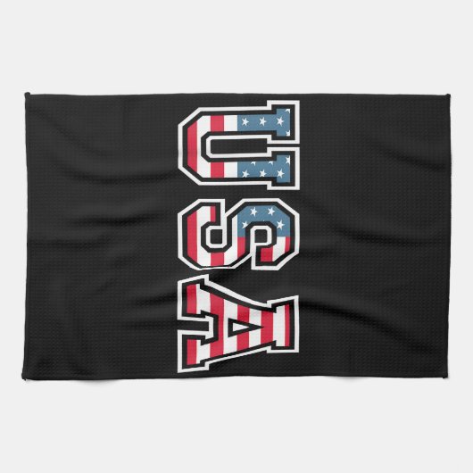 アメリカ愛国的なアメリカ国旗の女男性へ性キッズボーイ キッチンタオル (横)