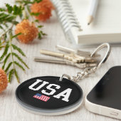 アメリカ愛国的なアメリカ国旗の女男性へ性キッズボーイ キーホルダー (正面右)