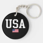 アメリカ愛国的なアメリカ国旗の女男性へ性キッズボーイ キーホルダー (裏面)