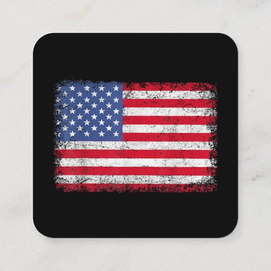 アメリカ愛国的なアメリカ国旗の女男性へ性キッズボーイ スクエア名刺 (裏面)