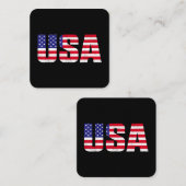 アメリカ愛国的なアメリカ国旗の女男性へ性キッズボーイ スクエア名刺 (正面/裏面)