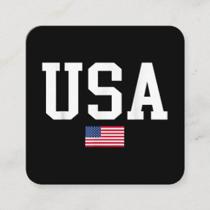 アメリカ愛国的なアメリカ国旗の女男性へ性キッズボーイ スクエア名刺