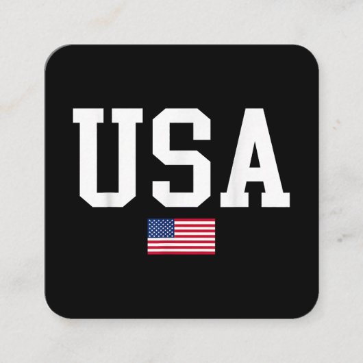 アメリカ愛国的なアメリカ国旗の女男性へ性キッズボーイ スクエア名刺 (正面)