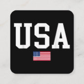 アメリカ愛国的なアメリカ国旗の女男性へ性キッズボーイ スクエア名刺 (裏面)