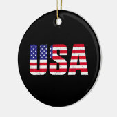 アメリカ愛国的なアメリカ国旗の女男性へ性キッズボーイ セラミックオーナメント (左)